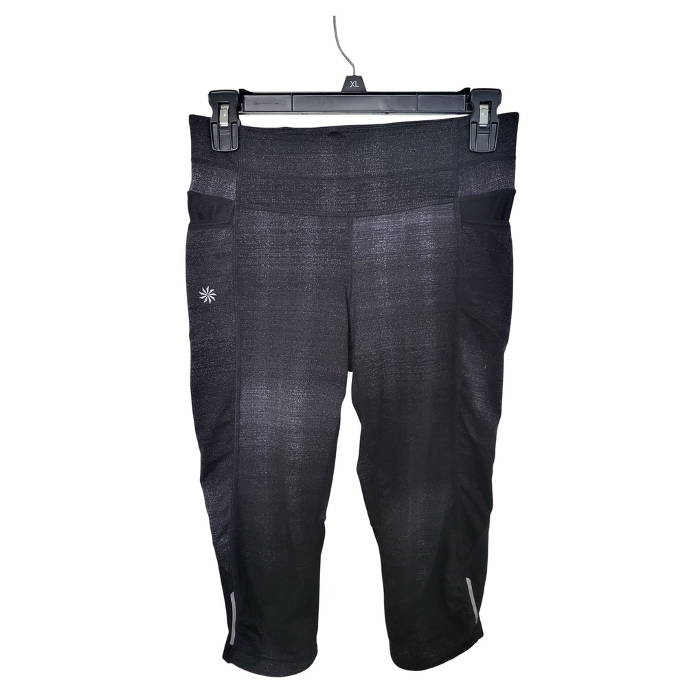 Athleta Be Free Knicker Leggings Women XS Black Reflective Pockets 964252